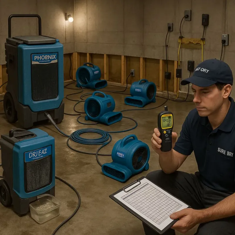Structural Drying and Dehumidification process in Fulton, TX